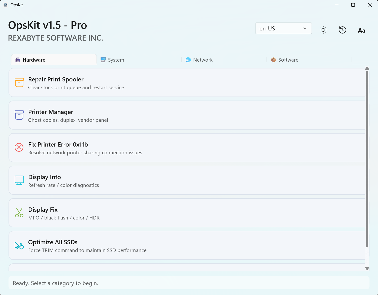 OpsKit Hardware tab